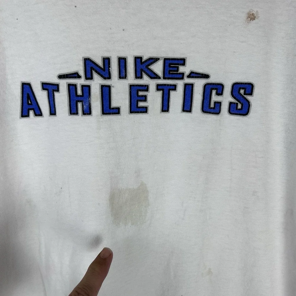 Vintage Nike Athletics T Shirt Logo Size XL‎ Made USA *Thrashed